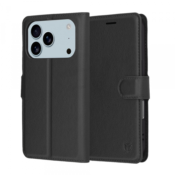 Husa pentru Apple iPhone 18 Pro / 17 Pro, Techsuit, Leather Folio, Neagra