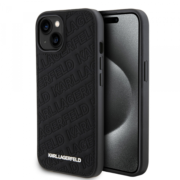 Husa pentru Apple iPhone 15, Karl Lagerfeld, Quilted Pattern, Neagra
