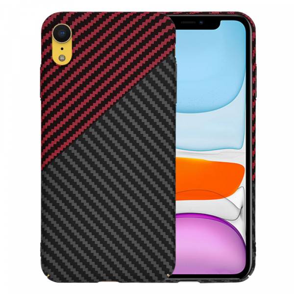 Husa pentru Apple iPhone XR, Techsuit, Carbonite FiberShell, Neagra Rosie