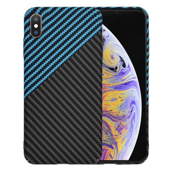 Husa pentru Apple iPhone XS Max, Techsuit, Carbonite FiberShell, Neagra Bleu