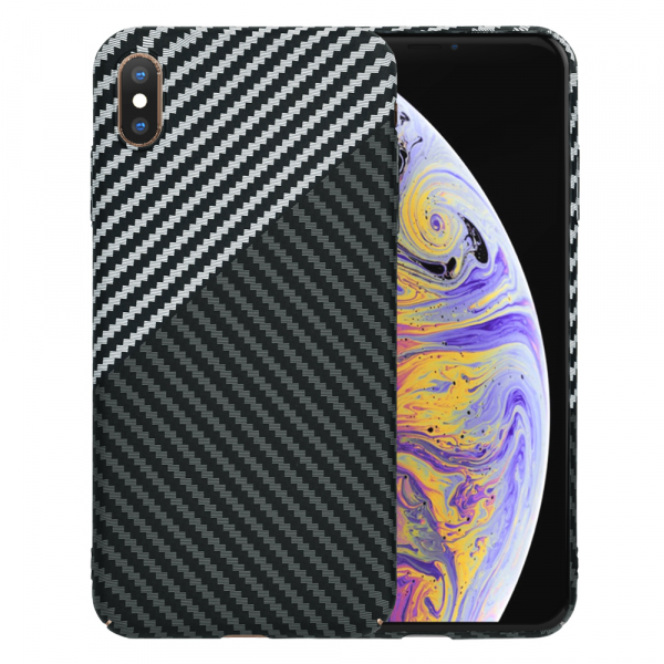 Husa pentru Apple iPhone XS Max, Techsuit, Carbonite FiberShell, Neagra Gri