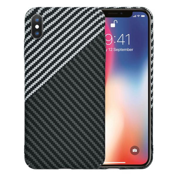 Husa pentru Apple iPhone XS / X, Techsuit, Carbonite FiberShell, Neagra Gri