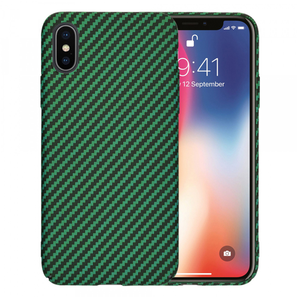 Husa pentru Apple iPhone XS / X, Techsuit, Carbonite FiberShell, Verde