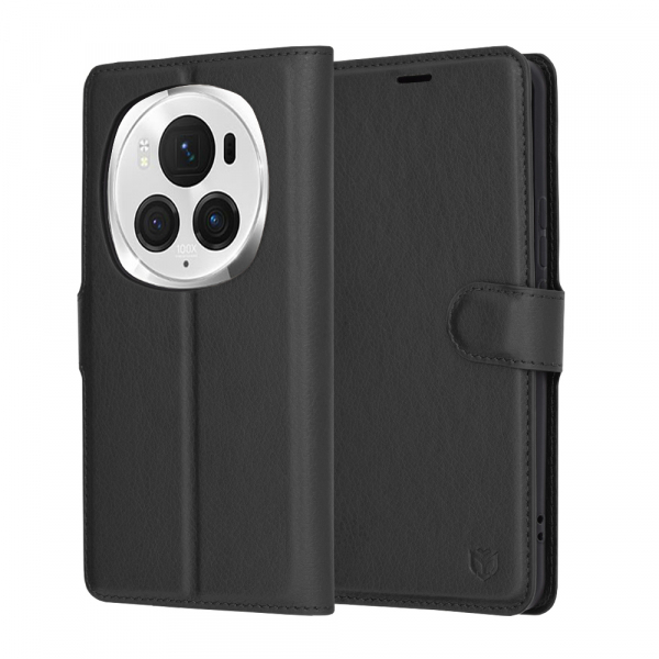 Husa pentru Honor Magic6 Pro, Techsuit, Leather Folio, Neagra