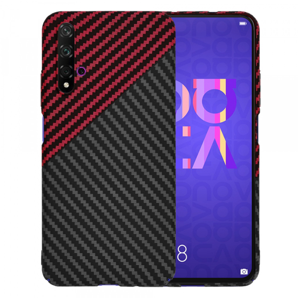 Husa pentru Huawei nova 5T / Honor 20, Techsuit, Carbonite FiberShell, Neagra Rosie