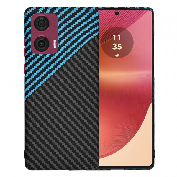 Husa pentru Motorola Edge 50 Fusion, Techsuit, Carbonite FiberShell, Neagra Bleu