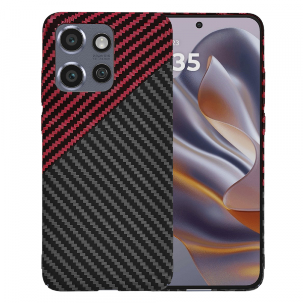 Husa pentru Motorola Edge 50 Neo, Techsuit, Carbonite FiberShell, Neagra Rosie