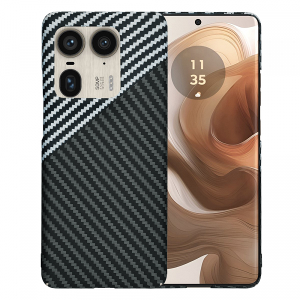 Husa pentru Motorola Edge 50 Ultra, Techsuit, Carbonite FiberShell, Neagra Gri