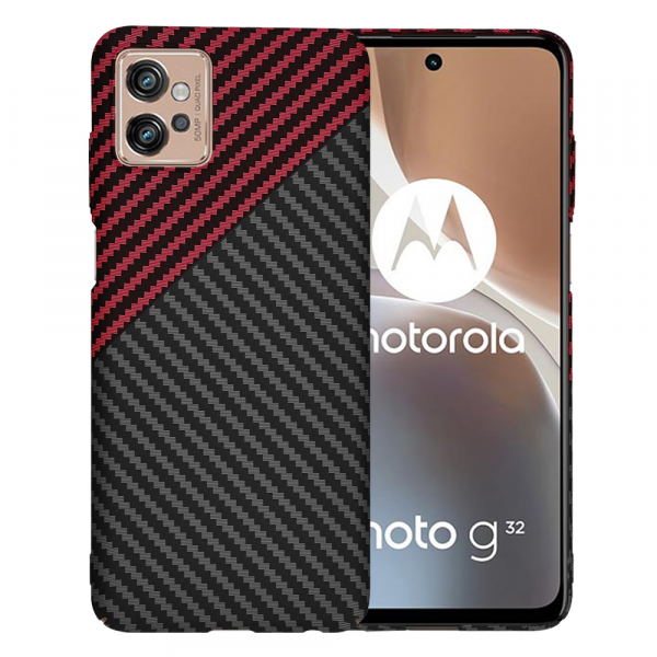 Husa pentru Motorola Moto G32, Techsuit, Carbonite FiberShell, Neagra Rosie