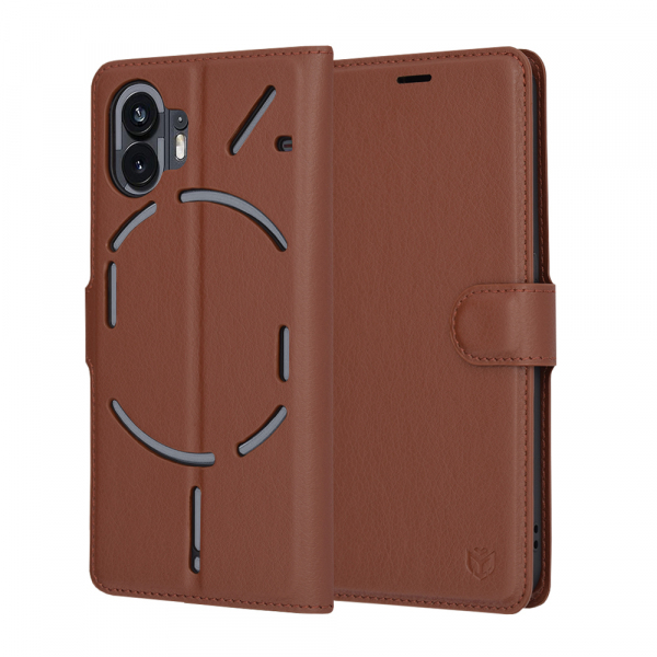 Husa pentru Nothing Phone (2), Techsuit, Leather Folio, Maro