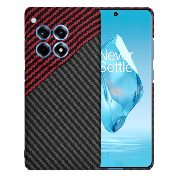 Husa pentru OnePlus 12R, Techsuit, Carbonite FiberShell, Neagra Rosie