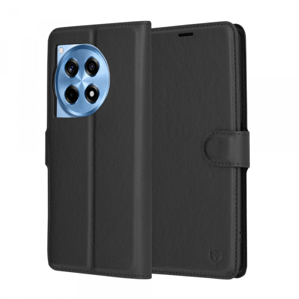 Husa pentru OnePlus 12R, Techsuit, Leather Folio, Neagra