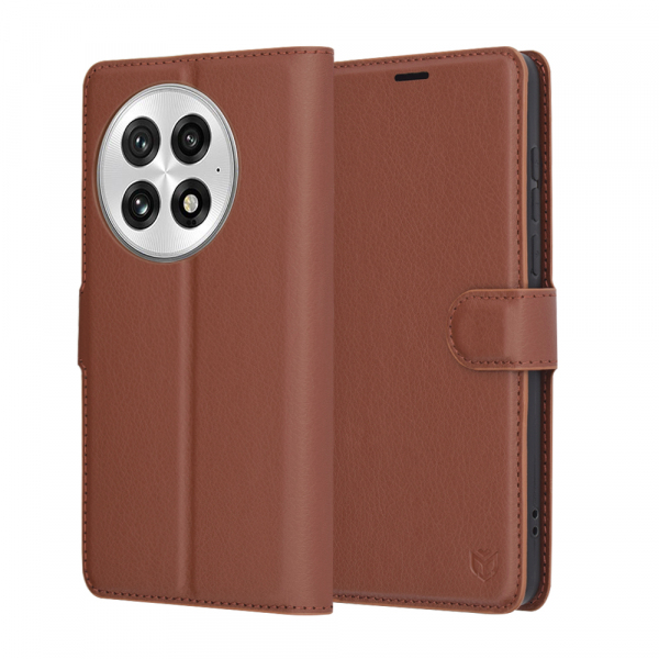 Husa pentru OnePlus 13, Techsuit, Leather Folio, Maro