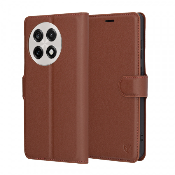 Husa pentru OnePlus 13R, Techsuit, Leather Folio, Maro