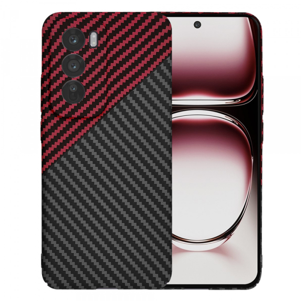 Husa pentru Oppo Reno12 Pro, Techsuit, Carbonite FiberShell, Neagra Rosie