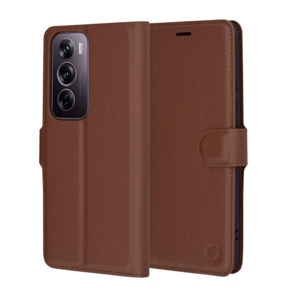 Husa pentru Oppo Reno12 Pro, Techsuit, Leather Folio, Maro