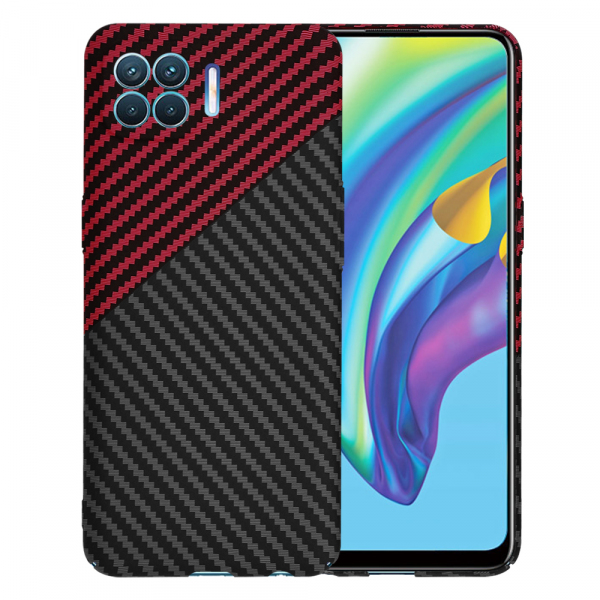 Husa pentru Oppo Reno4 Lite, Techsuit, Carbonite FiberShell, Neagra Rosie