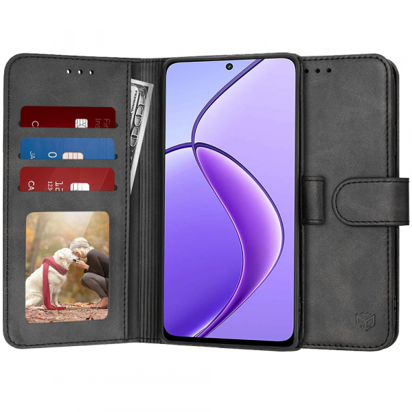 Husa pentru Realme 12x / 12, Techsuit, Diary Book, Neagra