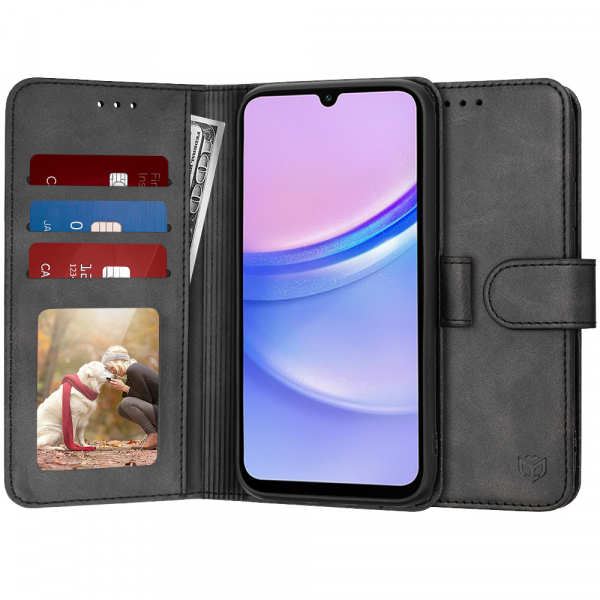 Husa pentru Samsung Galaxy A15 5G A156 / A15 A155, Techsuit, Diary Book, Neagra