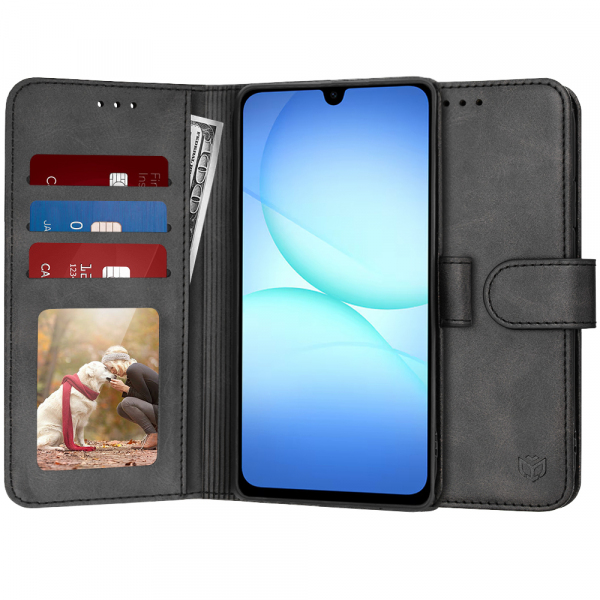 Husa pentru Samsung Galaxy A18 5G A186 / A18 4G A185 / F17 / M17 / A17 4G A175, Techsuit, Diary Book, Neagra