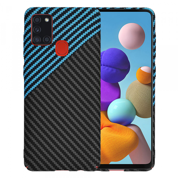 Husa pentru Samsung Galaxy A21s A217, Techsuit, Carbonite FiberShell, Neagra Bleu