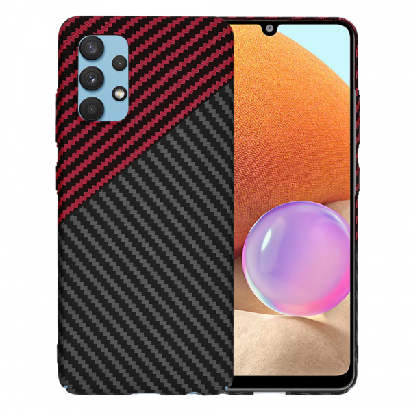 Husa pentru Samsung Galaxy A32 A325, Techsuit, Carbonite FiberShell, Neagra Rosie