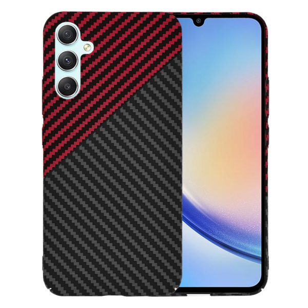 Husa pentru Samsung Galaxy A34 A346, Techsuit, Carbonite FiberShell, Neagra Rosie