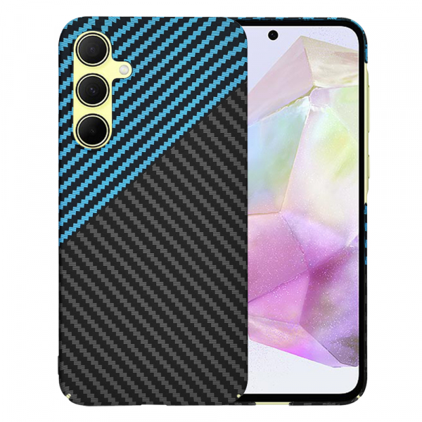 Husa pentru Samsung Galaxy A35 5G A356, Techsuit, Carbonite FiberShell, Neagra Bleu