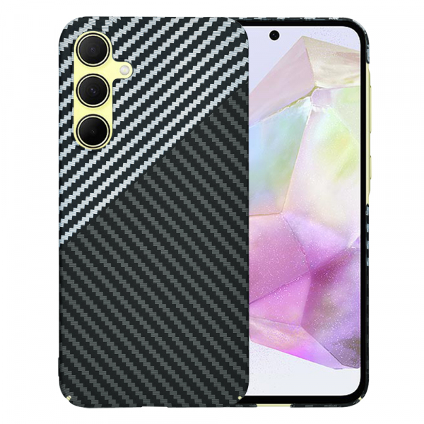 Husa pentru Samsung Galaxy A35 5G A356, Techsuit, Carbonite FiberShell, Neagra Gri