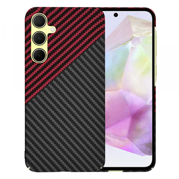 Husa pentru Samsung Galaxy A35 5G A356, Techsuit, Carbonite FiberShell, Neagra Rosie