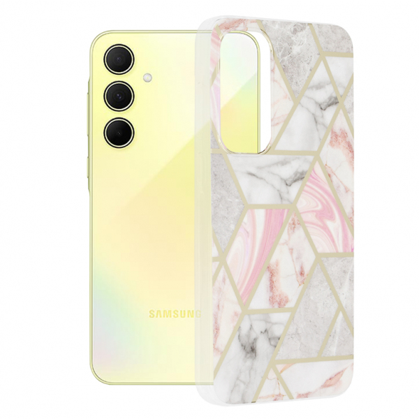 Husa pentru Samsung Galaxy A35 5G A356, Techsuit, Marble, Roz