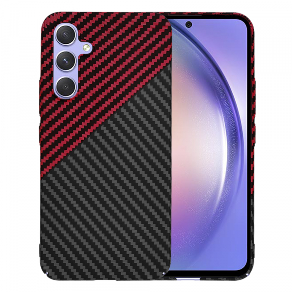 Husa pentru Samsung Galaxy A54 A546, Techsuit, Carbonite FiberShell, Neagra Rosie