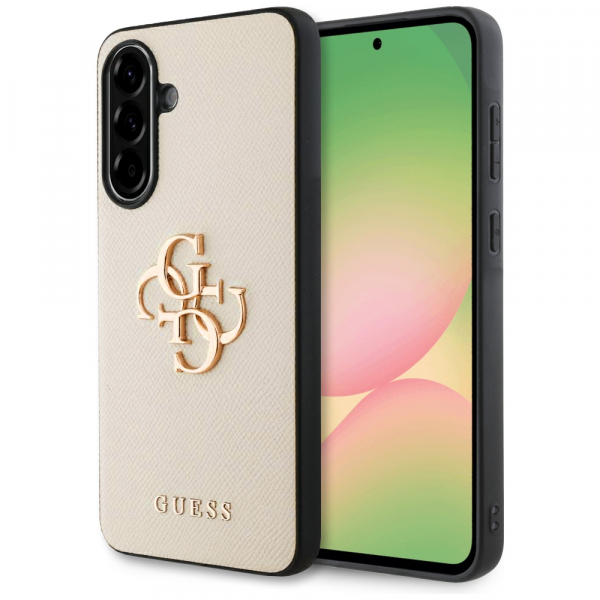 Husa pentru Samsung Galaxy A56 A566, Guess, 4G Grained Big and Classic Logo, Bej