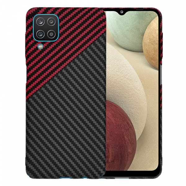 Husa pentru Samsung Galaxy F12 F127 / A12 Nacho A127 / M12 M127 / A12 A125, Techsuit, Carbonite FiberShell, Neagra Rosie