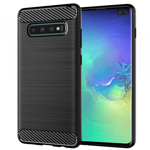 Husa pentru Samsung Galaxy S10+ G975, Techsuit, Carbon, Neagra