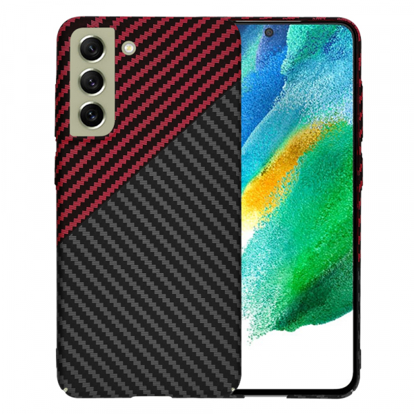 Husa pentru Samsung Galaxy S21 FE 5G G990, Techsuit, Carbonite FiberShell, Neagra Rosie
