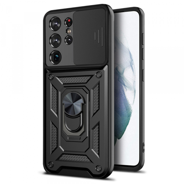 Husa pentru Samsung Galaxy S21 Ultra 5G G998, Techsuit, CamShield, Neagra