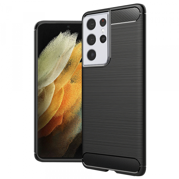 Husa pentru Samsung Galaxy S21 Ultra 5G G998, Techsuit, CarbonFiber, Neagra