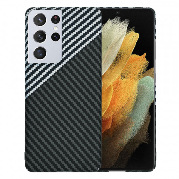 Husa pentru Samsung Galaxy S21 Ultra 5G G998, Techsuit, Carbonite FiberShell, Neagra Gri
