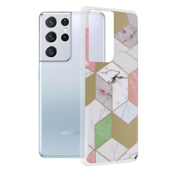 Husa pentru Samsung Galaxy S21 Ultra 5G G998, Techsuit, Marble, Mov