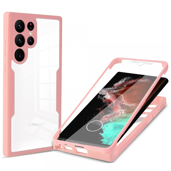 Husa pentru Samsung Galaxy S22 Ultra 5G S908, Techsuit, ColorVerse 360, Roz