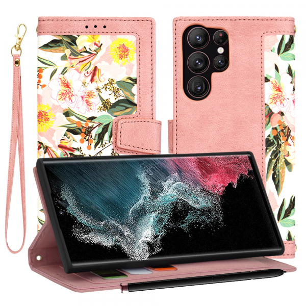 Husa pentru Samsung Galaxy S22 Ultra 5G S908, Techsuit, FlipCraft, Roz
