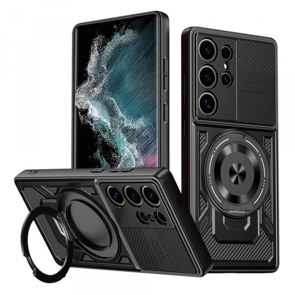 Husa pentru Samsung Galaxy S22 Ultra 5G S908, Techsuit, RuggedCam, Neagra