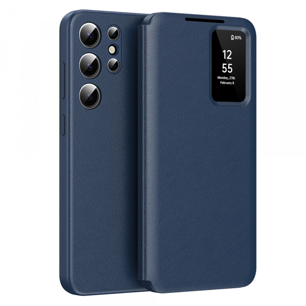 Husa pentru Samsung Galaxy S22 Ultra 5G S908, Techsuit, SmartView, Albastra