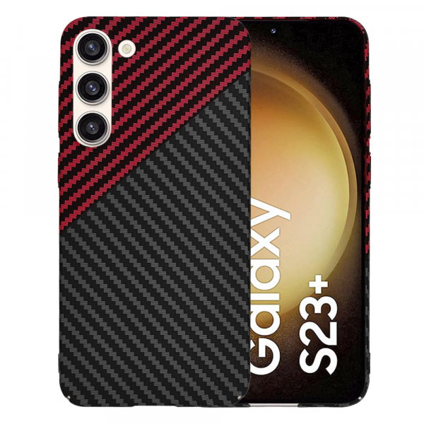 Husa pentru Samsung Galaxy S23+ S916, Techsuit, Carbonite FiberShell, Neagra Rosie