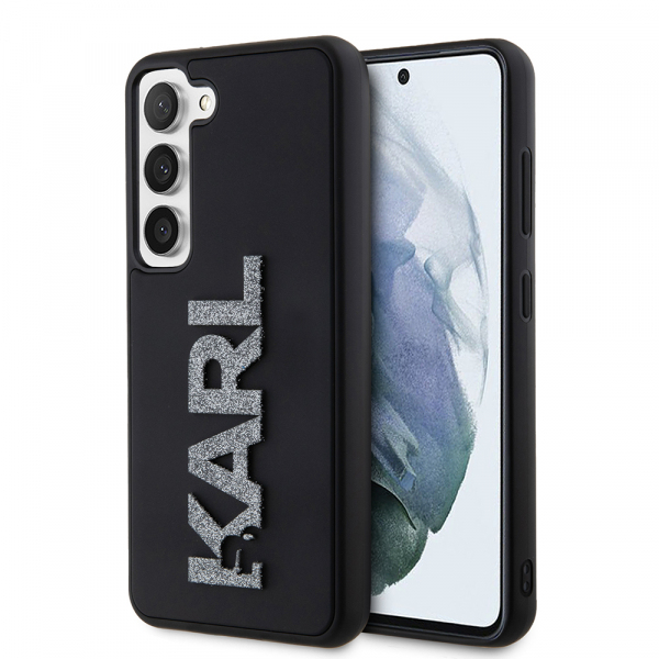 Husa pentru Samsung Galaxy S23 S911, Karl Lagerfeld, 3D Rubber Glitter Logo, Neagra