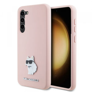Husa pentru Samsung Galaxy S23 S911, Karl Lagerfeld, Silicone Choupette Metal, Roz
