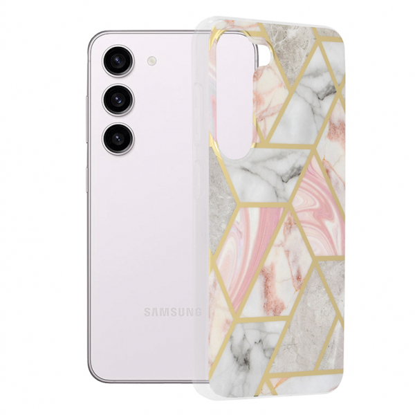 Husa pentru Samsung Galaxy S23 S911, Techsuit, Marble, Roz