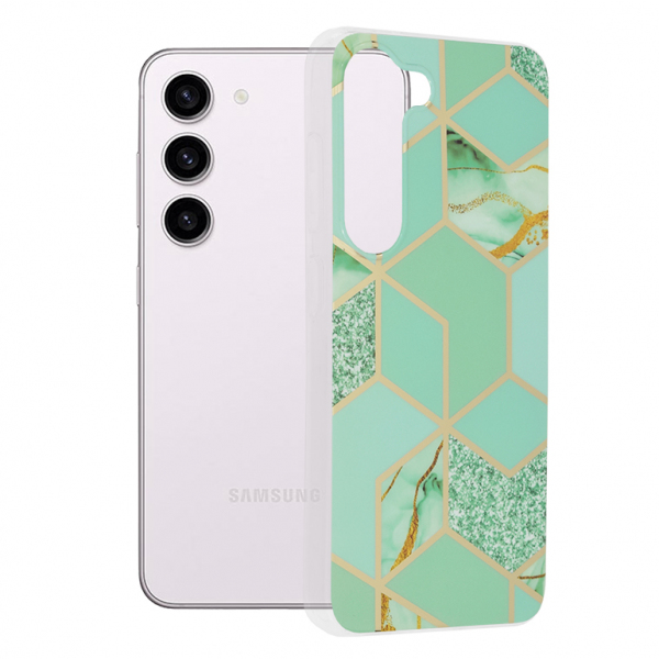 Husa pentru Samsung Galaxy S23 S911, Techsuit, Marble, Verde