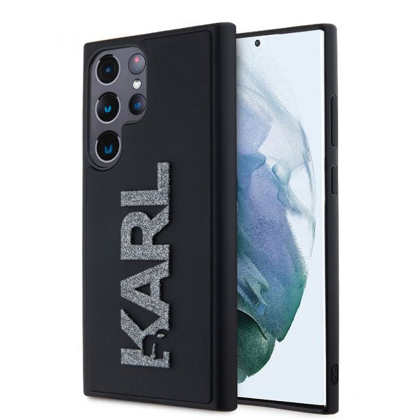 Husa pentru Samsung Galaxy S23 Ultra S918, Karl Lagerfeld, 3D Rubber Glitter Logo, Neagra